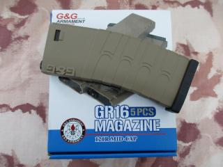 G&G Mid Cap 120bb. GR16 - M4 Magazine Kit Tan 5 pcs. G-08-127 by G&G